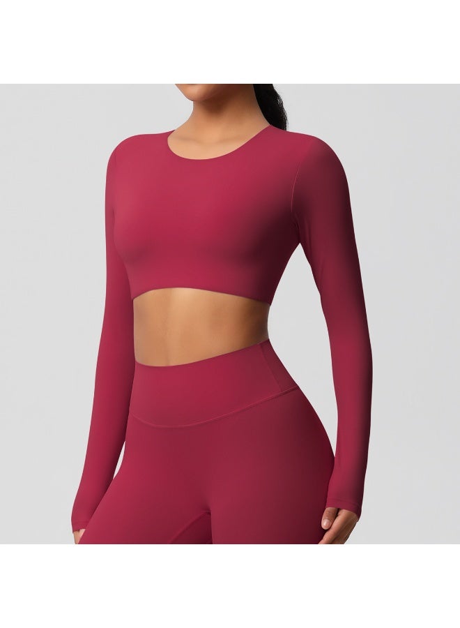 Yoga Shirts For Women Long Sleeve With Padded Fitness Running Gym Clothes Workout Dry Fit Breathable High Elastic Sports Top - Image 2