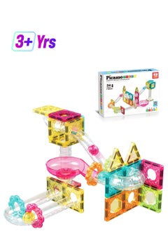 PicassoTiles Picasso Magnetic Mini Diamond Marble Run Track Set 45 Pieces | Magnetic Tiles | Building Blocks | Educational Toy Set | Construction Building Kit for Child Brain Development  - Image 1