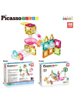 PicassoTiles Picasso Magnetic Mini Diamond Marble Run Track Set 45 Pieces | Magnetic Tiles | Building Blocks | Educational Toy Set | Construction Building Kit for Child Brain Development  - Image 3