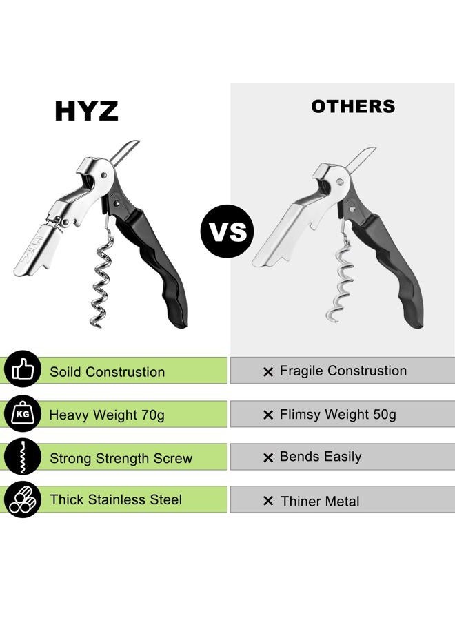 HYZ Wine Opener Bulk 20Pack for Bartender, Professional Waiter Corkscrew Wine Key for Servers,Wine Bottle Opener Double Hinged, Wine Accessories Set for Party Favor, Black - Image 5