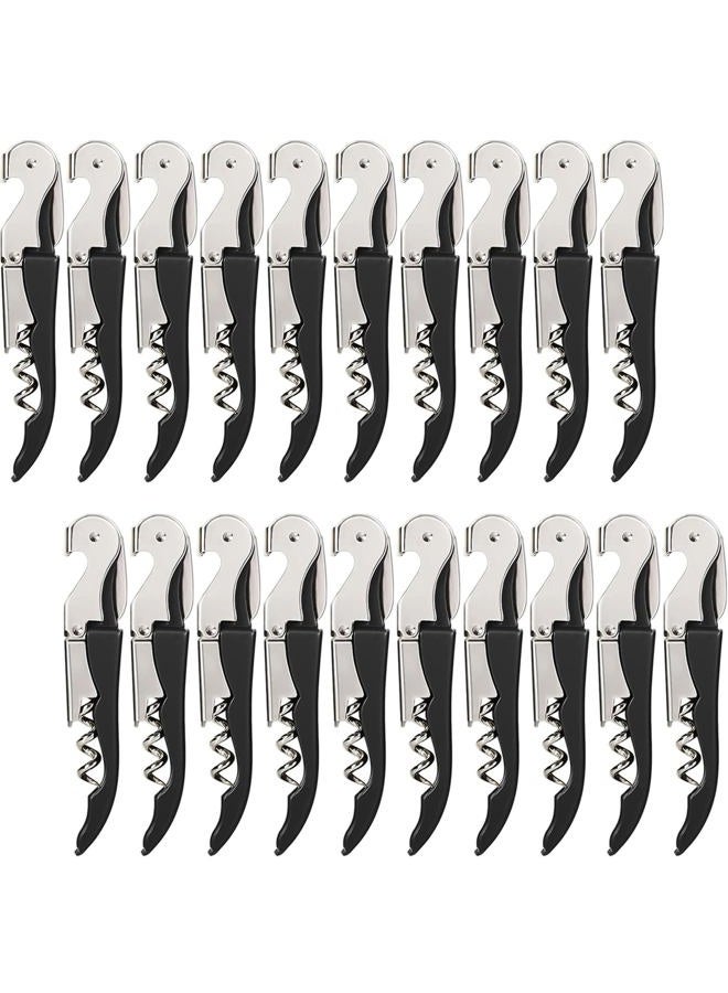 HYZ Wine Opener Bulk 20Pack for Bartender, Professional Waiter Corkscrew Wine Key for Servers,Wine Bottle Opener Double Hinged, Wine Accessories Set for Party Favor, Black - Image 1