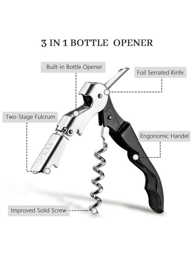 HYZ Wine Opener Bulk 20Pack for Bartender, Professional Waiter Corkscrew Wine Key for Servers,Wine Bottle Opener Double Hinged, Wine Accessories Set for Party Favor, Black - Image 2