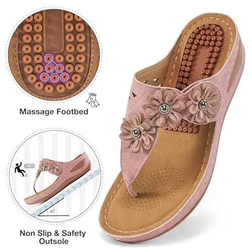 FUDYNMALC Sandals Women Wedge Shoes: Summer Dressy Flip Flops Comfortable Orthopedic Platform Footwear Casual Walking Wedges - Image 3