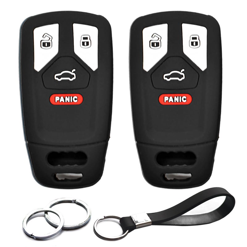 INFIPAR 2pcs Fit for Audi A4 A5 A6 A7 A8 Q5 Q7 R8 RS7 S4 S5 S6 S7 S8 SQ5 TT allroad Quattro Sportback Key Fob Cover Case Key Chain Protector Keyless Remote Holder