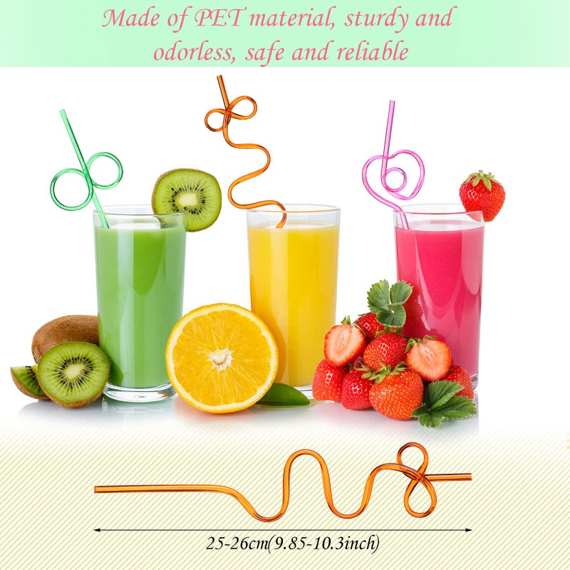Yoande 240 Pcs Assorted Straws Colorful Reusable Drinking Twists Loop Bendy Straws for Birthday Carnivals Classroom Activities Party Supplies, 10 Designs - Image 3