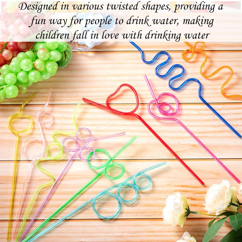 Yoande 240 Pcs Assorted Straws Colorful Reusable Drinking Twists Loop Bendy Straws for Birthday Carnivals Classroom Activities Party Supplies, 10 Designs - Image 5
