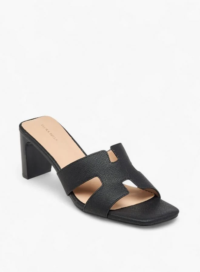 Flora Bella By Shoexpress Flora Bella Textured Slip-On Sandals With Block Heel