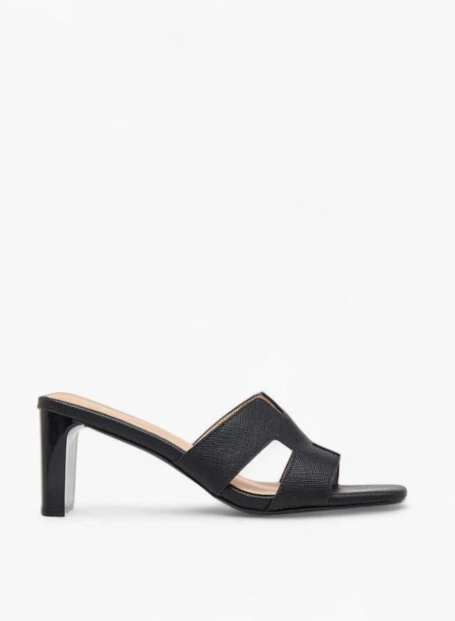 Flora Bella By Shoexpress Flora Bella Textured Slip-On Sandals With Block Heel