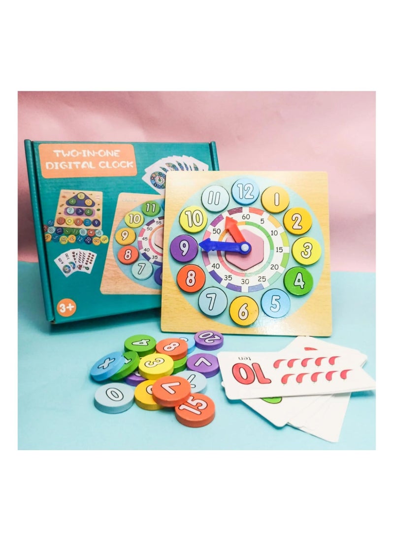 KIDSAVIA Classic Wooden Educational Toy | Learn To Tell Time Clock Toy Play Cognitive Wooden Jigsaw Puzzle Toys for Kid Montessori Preschool 3yr+  - Image 1