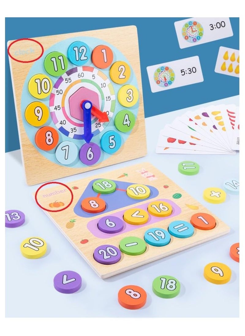 KIDSAVIA Classic Wooden Educational Toy | Learn To Tell Time Clock Toy Play Cognitive Wooden Jigsaw Puzzle Toys for Kid Montessori Preschool 3yr+  - Image 4
