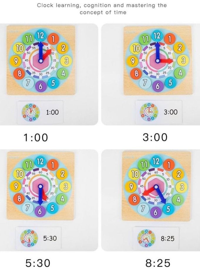 KIDSAVIA Classic Wooden Educational Toy | Learn To Tell Time Clock Toy Play Cognitive Wooden Jigsaw Puzzle Toys for Kid Montessori Preschool 3yr+  - Image 2