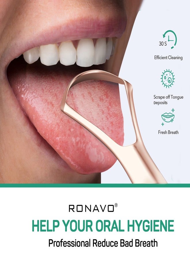 RONAVO Tongue Scraper for Adults (2 Pack), Cure Bad Breath (Medical Grade), Stainless Steel Tongue Cleaner, 100% BPA-Free Metal Tongue Scrapers Healthier Breath in Seconds.by RONAVO - Image 3
