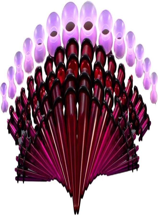 Qintreesify 50 Pieces Ear Stretching Kit 14G-00G, Acrylic Tapers Plugs and Silicone Tunnels, Ear Gauges Expander Set Body Piercing Jewelry for Women Men Christmas Birthday Gifts (Purple) - Image 1