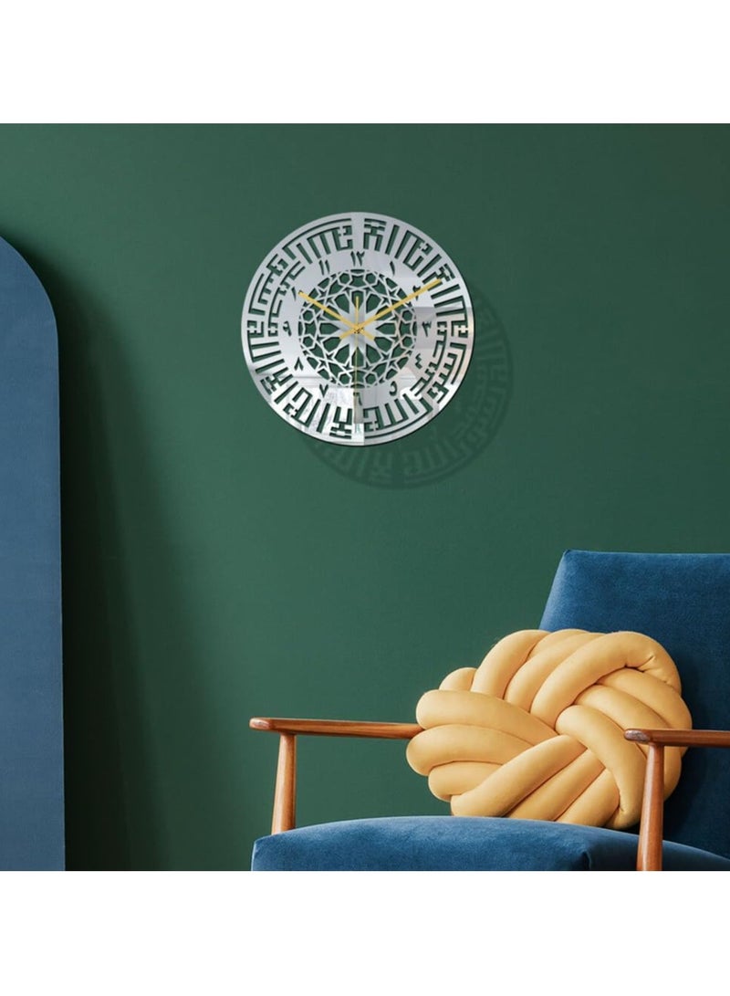 REBENUO Kufic Arabic Wall Clock – Islamic Home Décor with Geometric Star Design Size 60x60 - Image 5