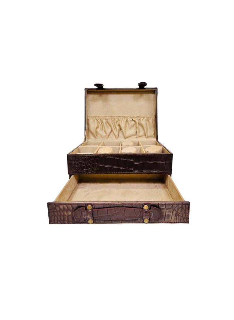 THREE SIXTY 8 Slots Leather Watch Box With Jewelry Drawer - Image 1