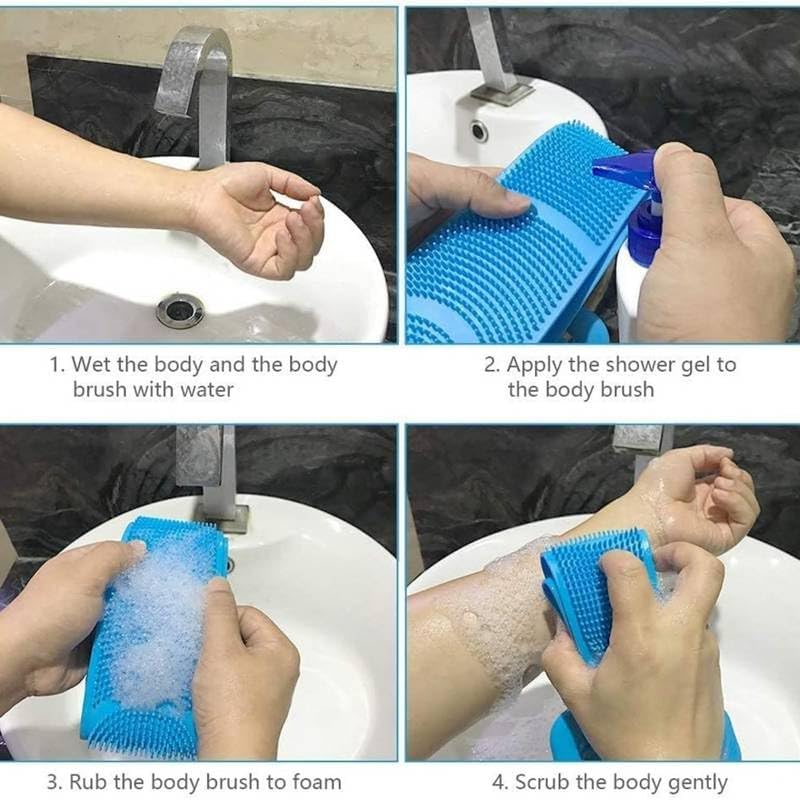 FIGMENT Soft Silicone Bath Body Brush For Men and Women, Deep Nourishing Cleansing, Exfoliation, Dirt Removal, BPA-Free, Back Scrubber, Lather Boosting Bristles, No-Slip Grip, Multicolor (Standard) - Image 3