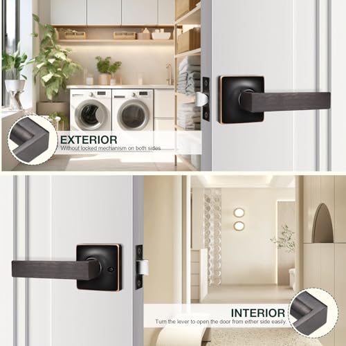 GOBEKOR 6 Pack Passage Lever Door Handle Oil Rubbed Bronze Square Door Levers Interior Door Handles for Closet Door Lock Keyless Straight Levers - Image 4