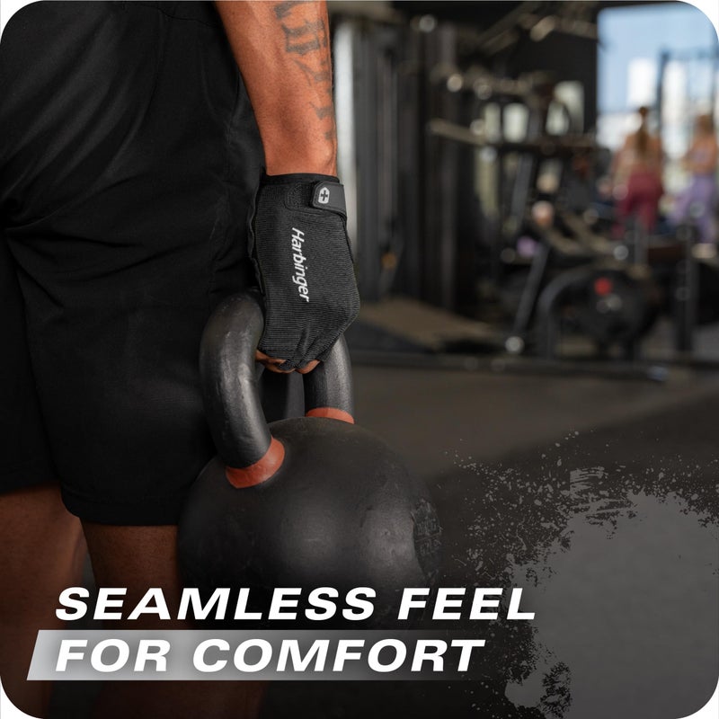 Harbinger Power Gloves 3.0 - Durable Half Finger Weightlifting Gloves with Adjustable Wrist Closure, Breathable Leather Palm, Men's, Black, Small - Image 5