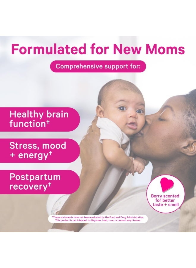 Pink Stork Total Postnatal + DHA, with Methylated Folate, Vegan DHA + Iron, 60 Capsules, Berry Scented Dietary Supplement - Image 4