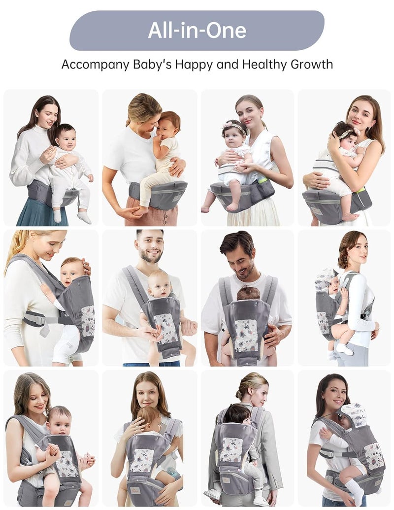 Mumgaroo Baby Carrier Newborn to Toddler, Toddler Carrier with Hood & Extra Safety Belt All Seasons & All Position Baby Hip Carrier, Hip Carrier for Baby for Breastfeeding, Infant & Toddler - Image 4