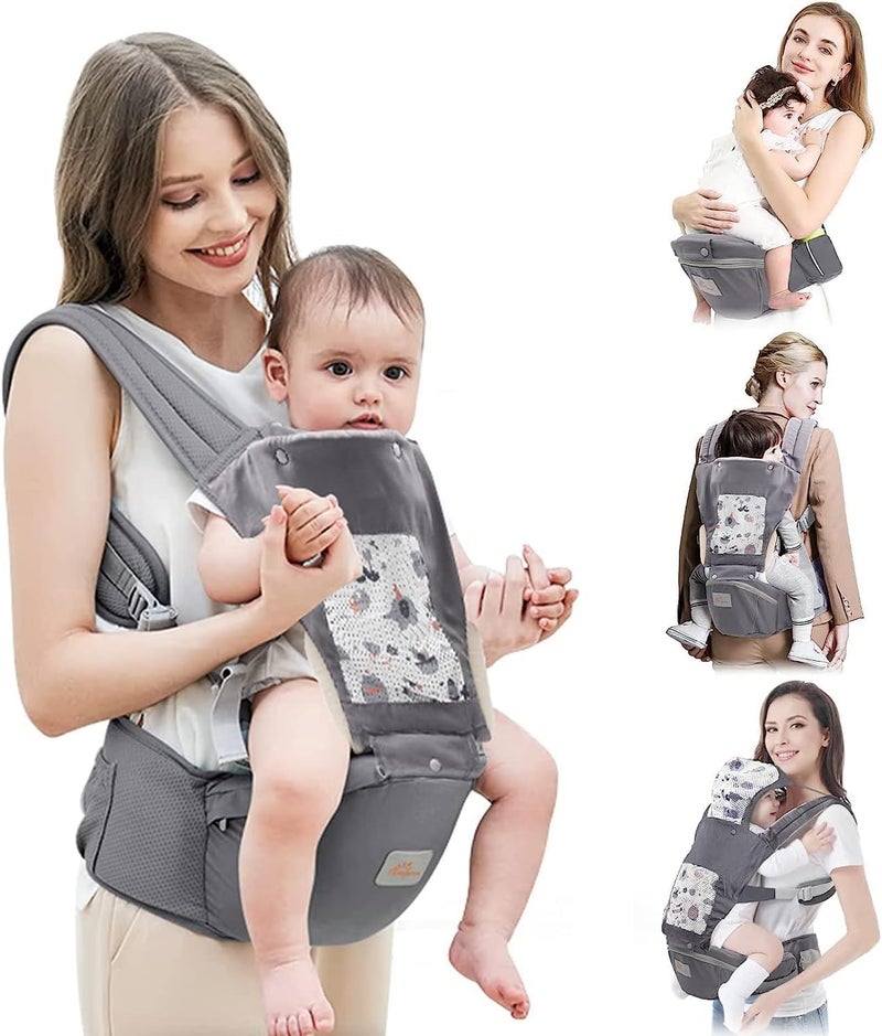 Mumgaroo Baby Carrier Newborn to Toddler, Toddler Carrier with Hood & Extra Safety Belt All Seasons & All Position Baby Hip Carrier, Hip Carrier for Baby for Breastfeeding, Infant & Toddler - Image 1