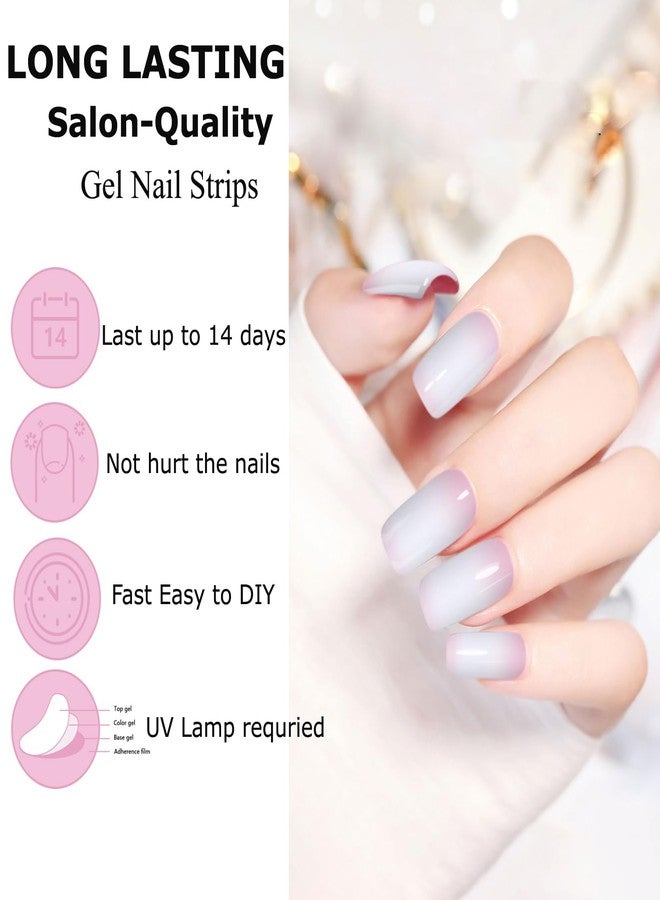 DUKASOU Semi Cured Gel Nail Strips,28 Pcs French Nail Stickers Wraps,Long Lasting UV Polish Strips Works with UV Light,Art Stickers Easy to Apply（Clear） - Image 4