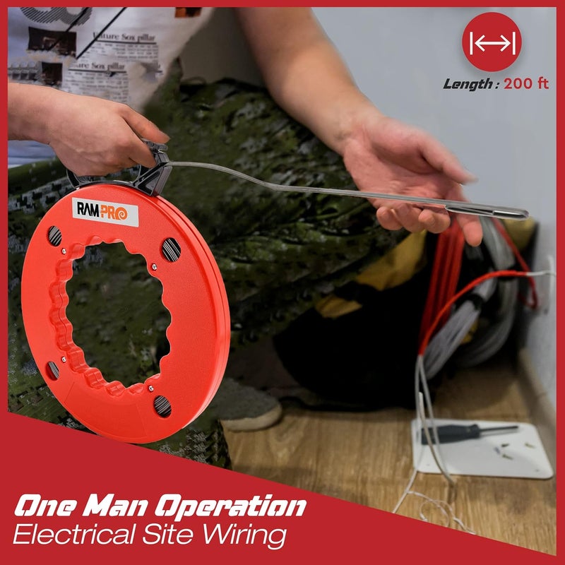 Ram-Pro Fish Tape Wire Puller 50ft - Easy to use Cable Puller Tool with Double Loop Tip - Flexible Wire Fishing Tools for Walls and Electrical Conduit - 1/8 Steel Fish Tape Durable Housing - - Image 2