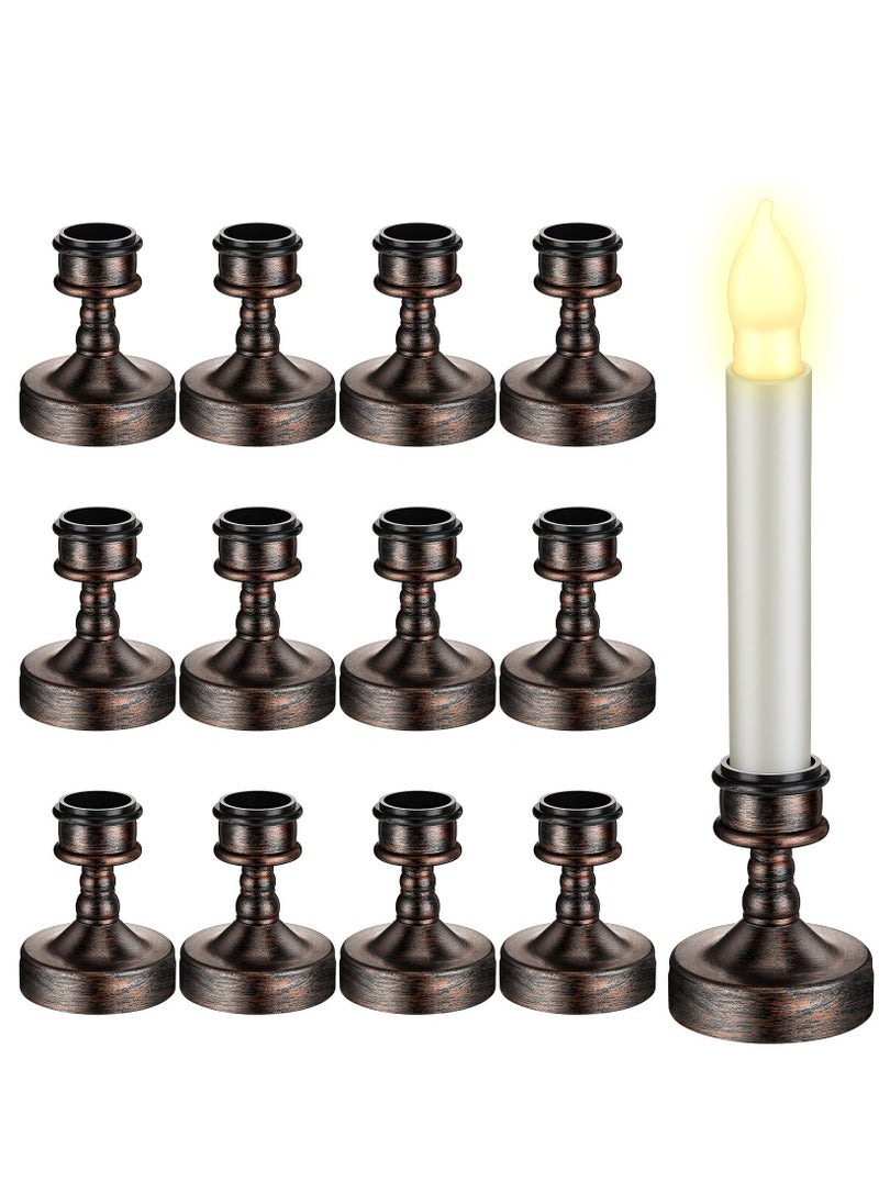 Excefore 12 Pieces Window Candle Taper Candle Holders Plastic Traditional Candlesticks for Table Centerpiece Pillar Candle Base Holder for  Wedding Dinner Tables, Black  - Image 1