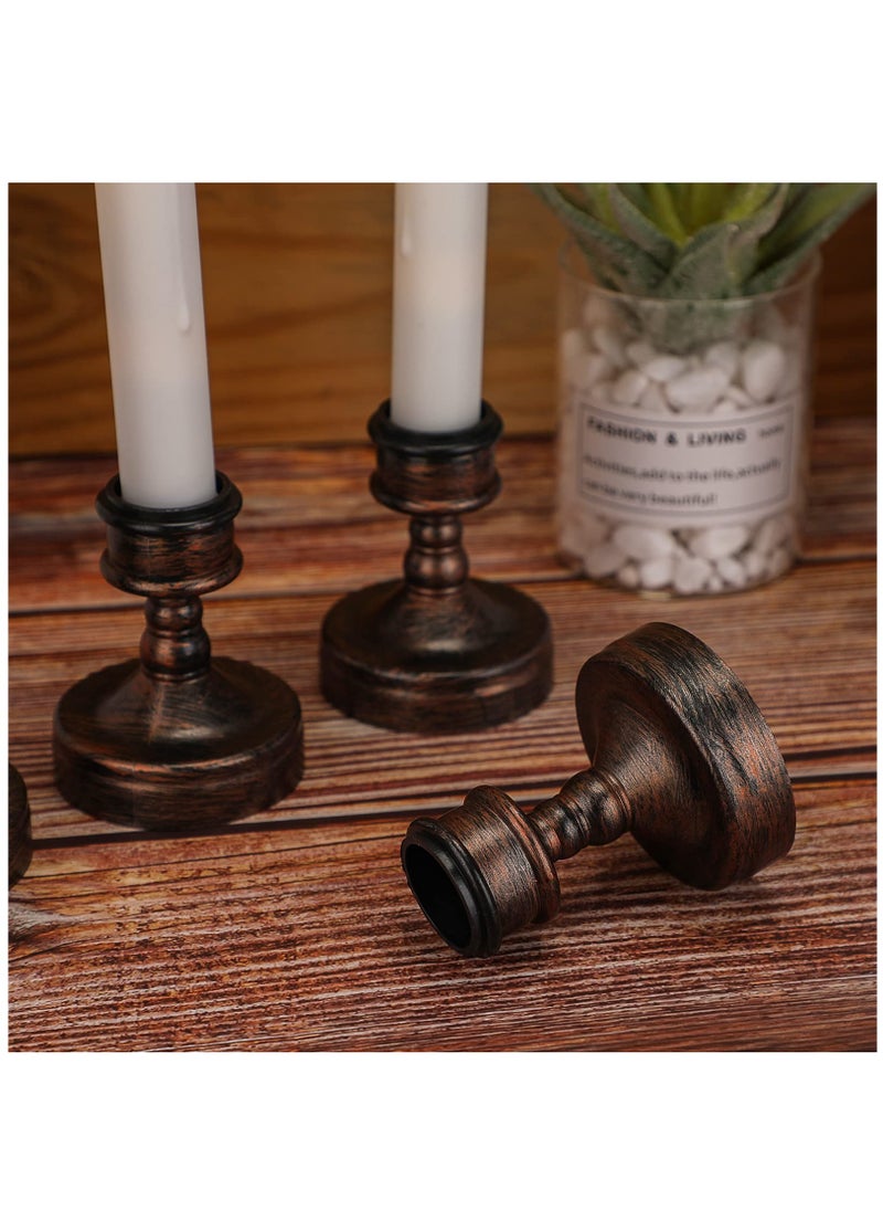 Excefore 12 Pieces Window Candle Taper Candle Holders Plastic Traditional Candlesticks for Table Centerpiece Pillar Candle Base Holder for  Wedding Dinner Tables, Black  - Image 4