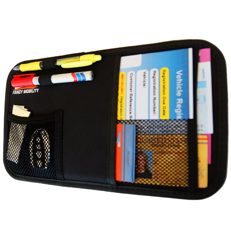 Fancy Mobility Car Sun Visor Organizer Auto Accessories Document Holder Car Truck SUV Registration Insurance Storage Pouch Road Trip Essential Gift for Any Driver Comes With a Unique eBook