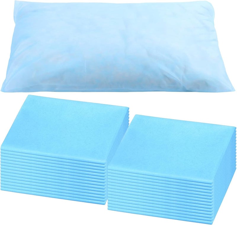 Excefore Travel Disposable Bedding Set, 20 Pcs Medical Disposable Pillow Cover, Travel Portable Disposable Bedding Set, for Hospitals Hotels Home Bedroom Bedding Supplies, 32 x 20 Inches (Light Blue) - Image 1
