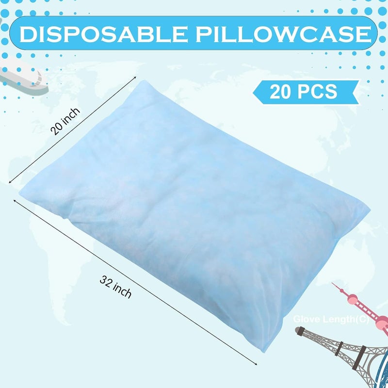 Excefore Travel Disposable Bedding Set, 20 Pcs Medical Disposable Pillow Cover, Travel Portable Disposable Bedding Set, for Hospitals Hotels Home Bedroom Bedding Supplies, 32 x 20 Inches (Light Blue) - Image 4