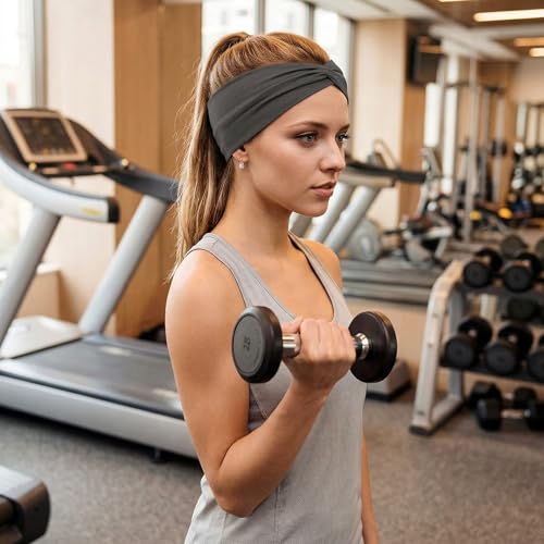 Luuao Stretchy Wide Headbands for Women - 4 Pcs Non Slip, Soft Twist Knotted Hair Bands for Yoga Workout(4 Color4) - Image 4
