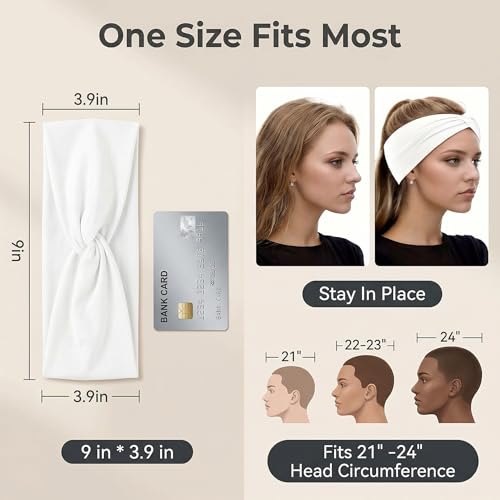 Luuao Stretchy Wide Headbands for Women - 4 Pcs Non Slip, Soft Twist Knotted Hair Bands for Yoga Workout(4 Color4) - Image 3