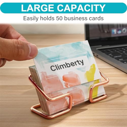 Climberty Metal 1Pcs Visiting Card Holder for Men, Business Card Holder for Desk, Business Card Holder Display Stand, Modern Business Card Organizer, Desktop Business Card Holders (Rose Gold) - Image 5