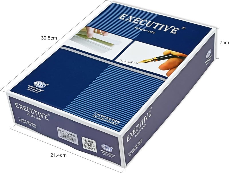 FIS® Executive Laid Paper, A4 Size(210x297mm), 100 GSM Thickness, 500 Pieces Sheets Per Box, Bluish White Color, Best for Laser and Inkjet Printer-FSPALD100LBL - Image 2
