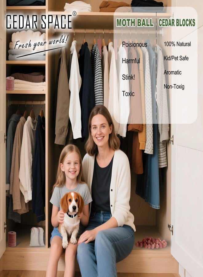 Cedar Space مكعبات خشب الأرز لتخزين الملابس (40 قطعة)، كرات ورقائق خشب الأرز للخزائن والأدراج، خشب أرز طبيعي للخزائن، أكياس معطرة برائحة منعشة - Image 2