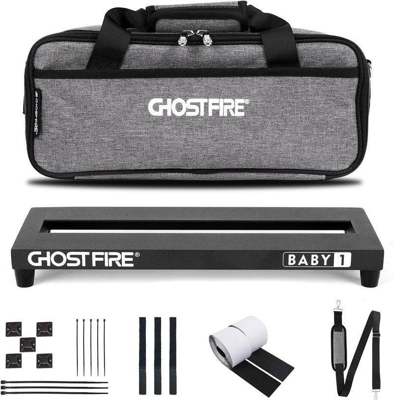 GHOSTFIRE Ghost Fire Guitar Pedal Board Aluminum Alloy 1.08lb Effect Pedalboard 13.7''x5.5''x1.9" with Carry Bag,V series (V-BABY 1) - Image 1