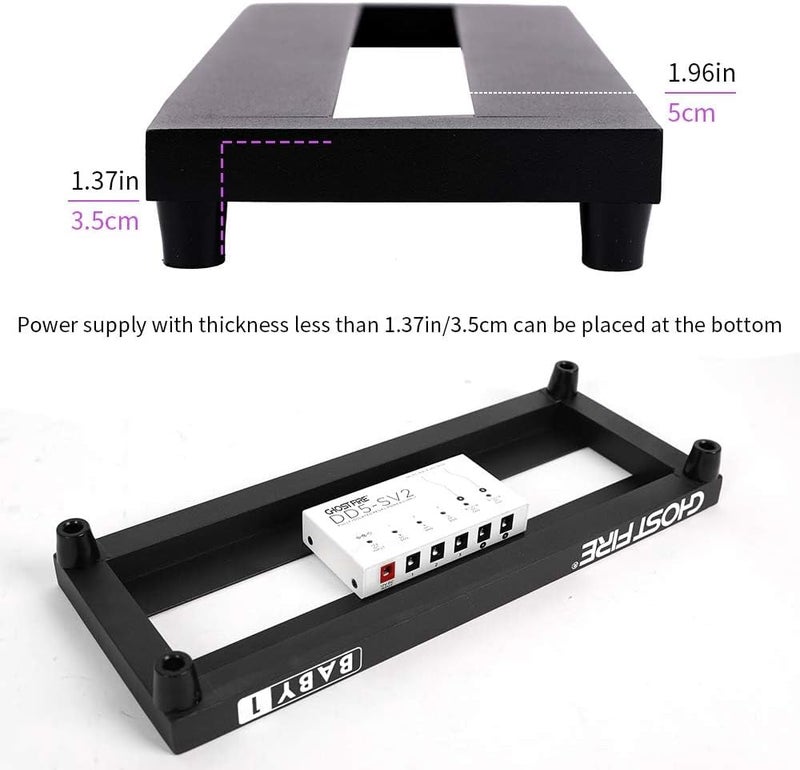 GHOSTFIRE Ghost Fire Guitar Pedal Board Aluminum Alloy 1.08lb Effect Pedalboard 13.7''x5.5''x1.9" with Carry Bag,V series (V-BABY 1) - Image 3