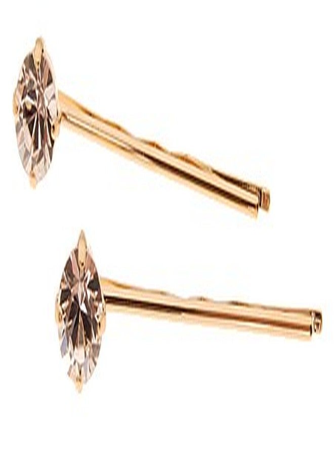 L. Erickson Little Gem Bobby Pin Pair - Crystal/Gold - Image 1