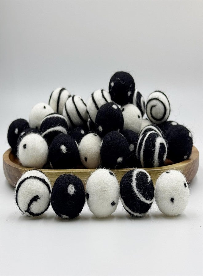Oulitigy Wool Felt Balls for Crafts 2.5cm 40pc Black White Polka Dots DIY Felt Ball Garland - Image 2