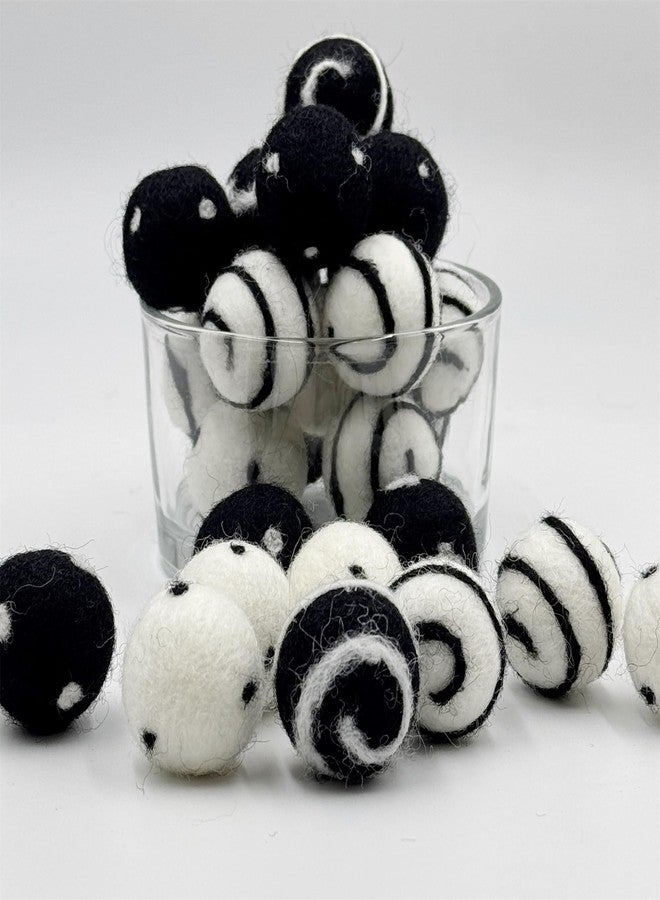Oulitigy Wool Felt Balls for Crafts 2.5cm 40pc Black White Polka Dots DIY Felt Ball Garland - Image 3