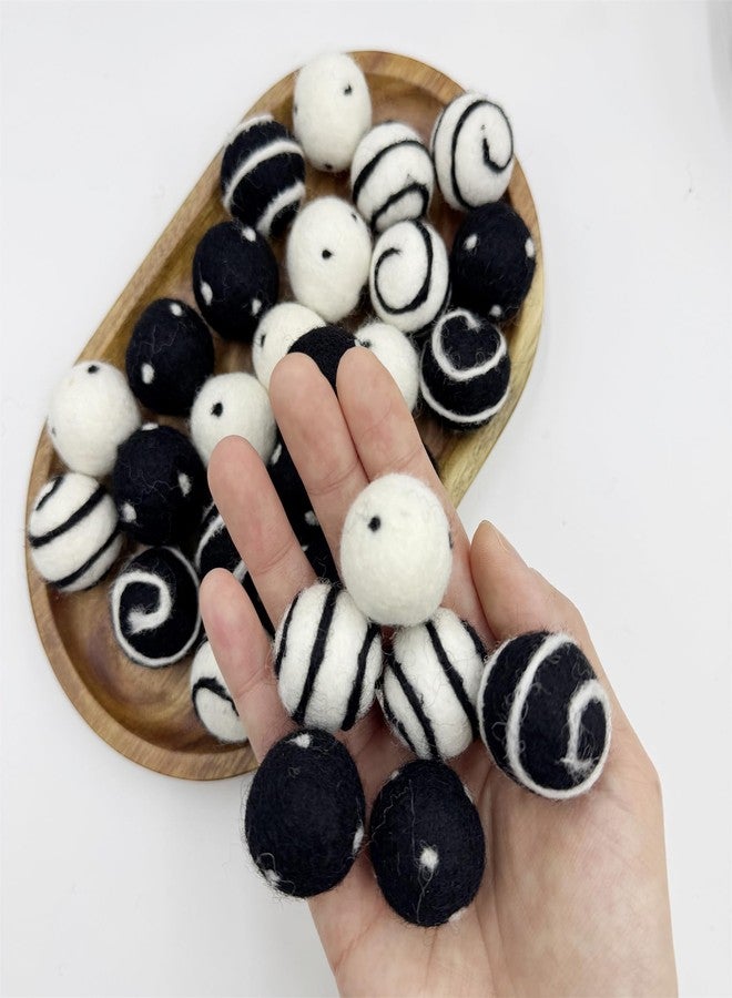Oulitigy Wool Felt Balls for Crafts 2.5cm 40pc Black White Polka Dots DIY Felt Ball Garland - Image 4