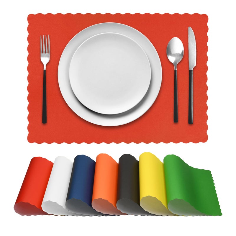 Netko Disposable Paper Placemats â€“ Premium, 50 Pack of Red Scalloped Edge Placemats, Perfect Size 10x 14 - Image 2