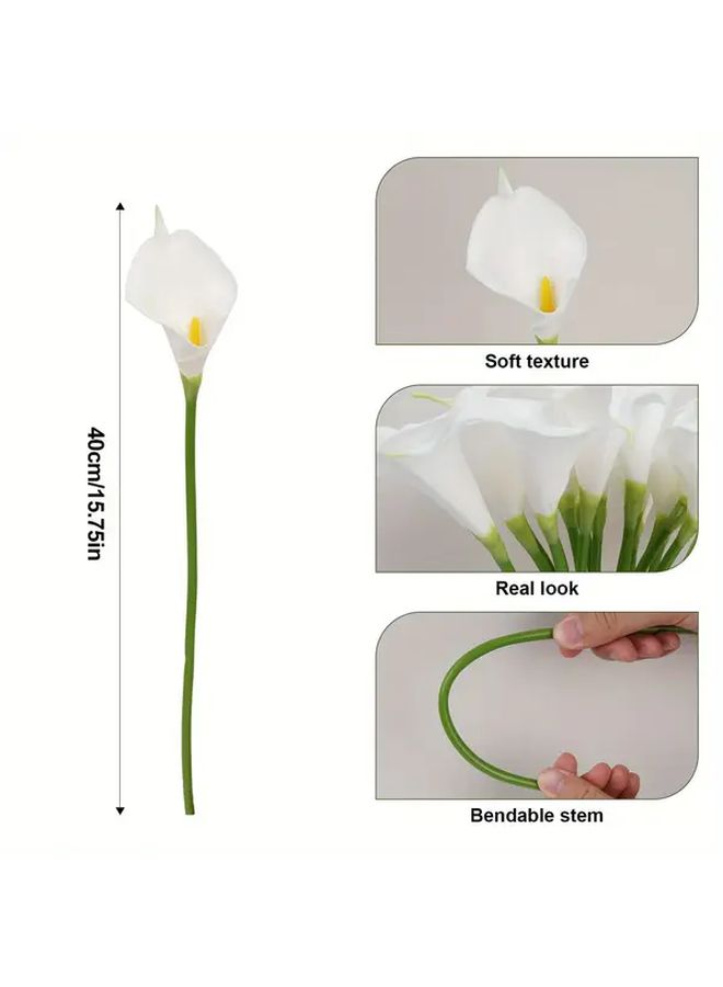White Artificial Calla Lilies 4pcs Real Touch Faux Flowers For Wedding Decor - Image 3