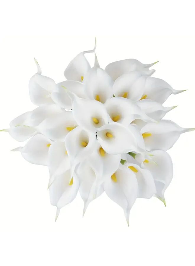 White Artificial Calla Lilies 4pcs Real Touch Faux Flowers For Wedding Decor - Image 1