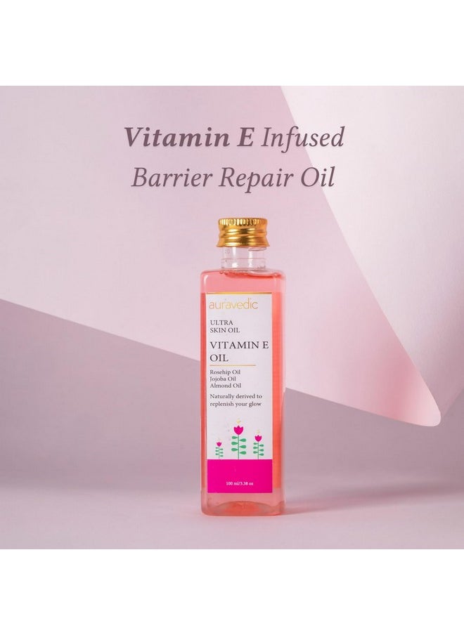 Auravedic - Ultra Oil For Skin Glow 100 Ml Vitamin E Oil Rosehip Oil Almond Oil Olive Oil Jojoba Oil Orange Oil Wheat Germ Oil Saffron Glow Face Serum Oil Face Body Oil For Women Men - Image 1