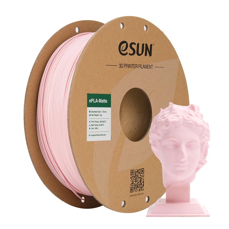 eSUN Matte PLA Filament 1.75mm, Matte 3D Printer PLA Filament, 1KG Spool 3D Printing Filament for 3D Printers, Paper Reel, Peach Pink - Image 1