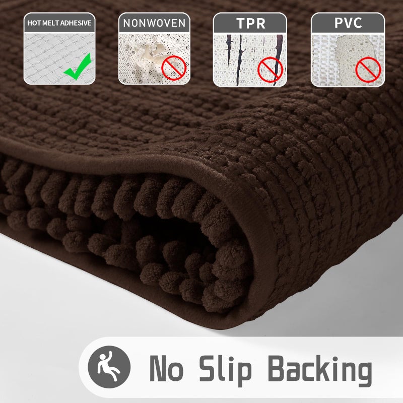 Yimobra Long Bathroom Rug Mat  Large Size 55.1 x 24  Extra Soft Absorbent Thick Microfiber Chenille Bath Rug  Non-Slip Shaggy  Machine Wash Dry  Bath Mats for Bathroom Floor  Tub and Shower  Brown - Image 4