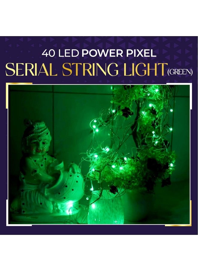 Lexton 40 LED Power Pixel Serial String/Fairy Light | Plug Sourced | Suitable for Home & Outdoor Decoration, Diwali, Christmas, Ramadan, Wedding, Party, Festival (Pack of 20, Green) - Image 3